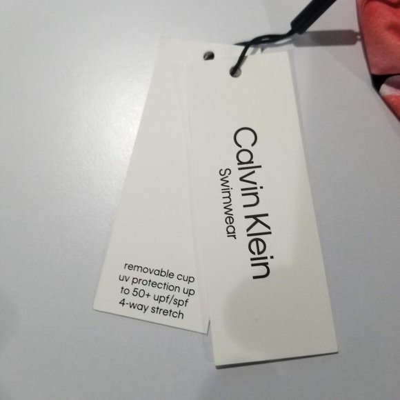 Calvin Klein Floral Printed High-Neck Cross-Back Tankini Top Size XS - Picture 10 of 13